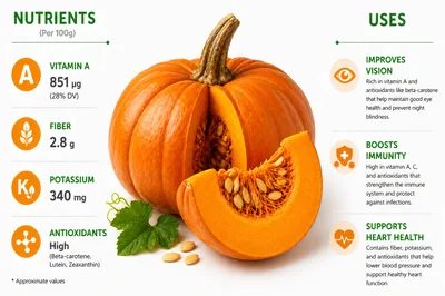 Pumpkin Nutritional Benefits Infographic With Fresh Produce
