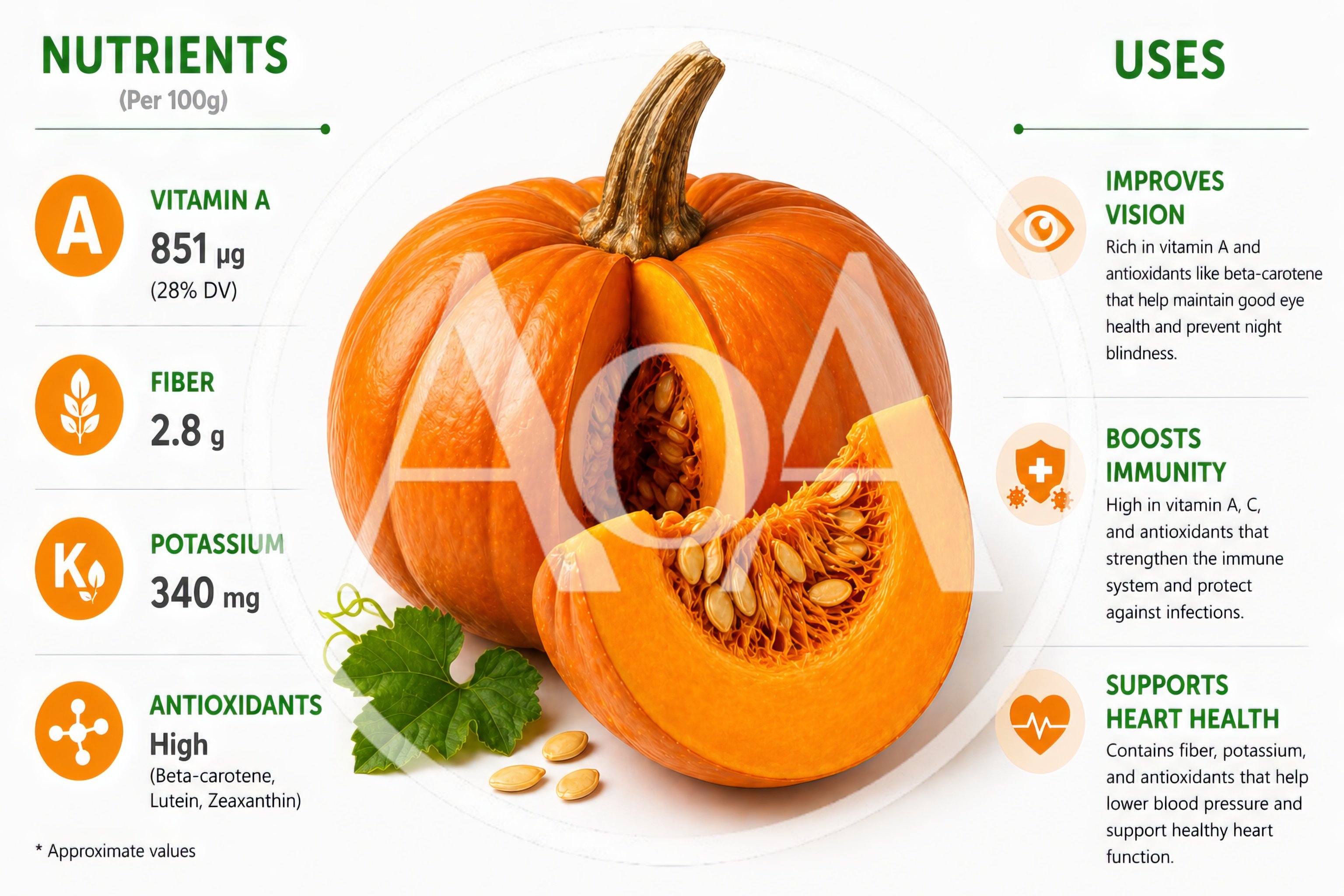 Pumpkin Nutritional Benefits Infographic With Fresh Produce