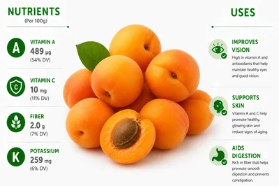 Apricot Nutritional Benefits Infographic Chart