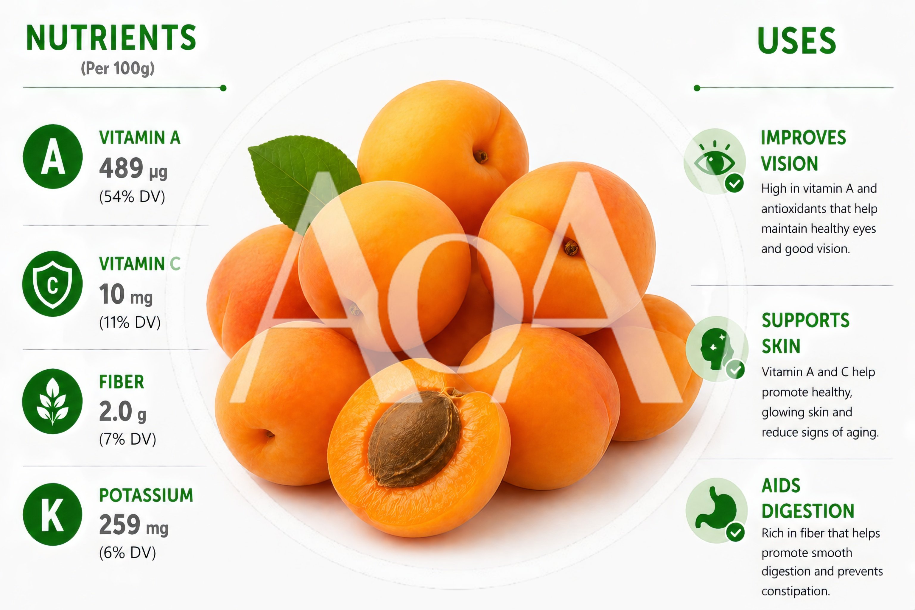 Apricot Nutritional Benefits Infographic Chart