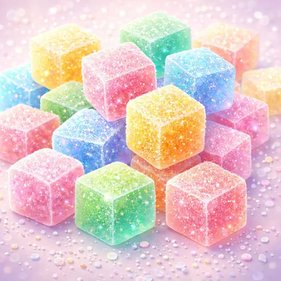 Colorful Sparkling Sugar Coated Jelly Candy Cubes