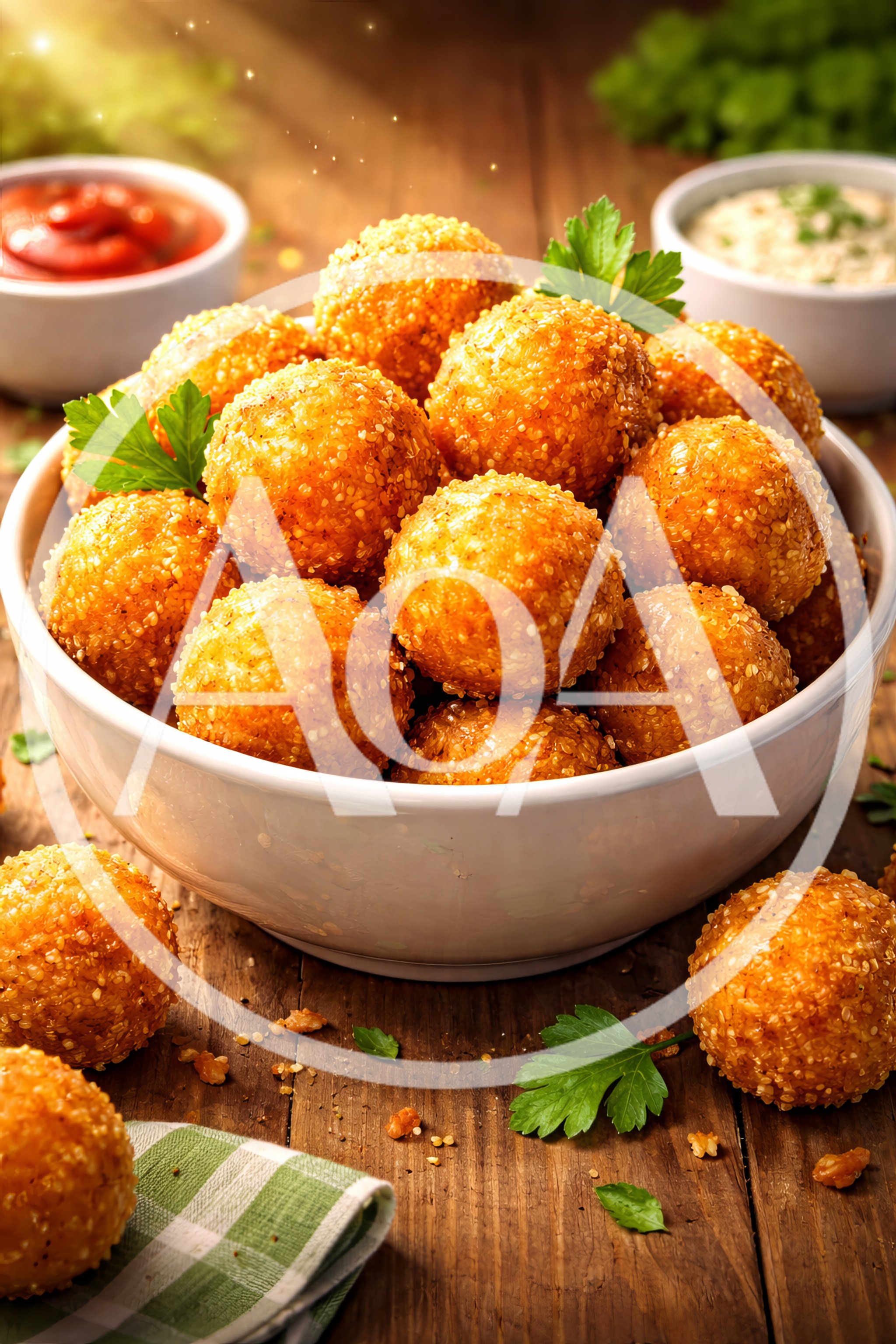 Bowl Of Crispy Golden Fried Quinoa Balls