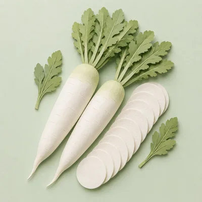 Paper Craft Daikon Radishes With Sliced Rounds