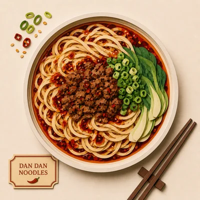 Paper Cutout Illustration Of Dan Dan Noodles