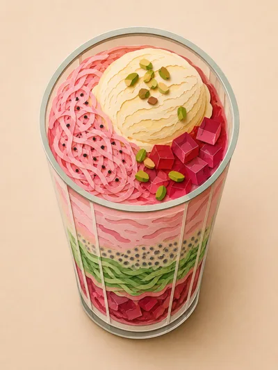 Paper Craft Illustration Of A Layered Dessert Drink