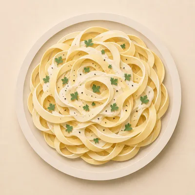 Top Down View Of Gourmet Pasta Dish