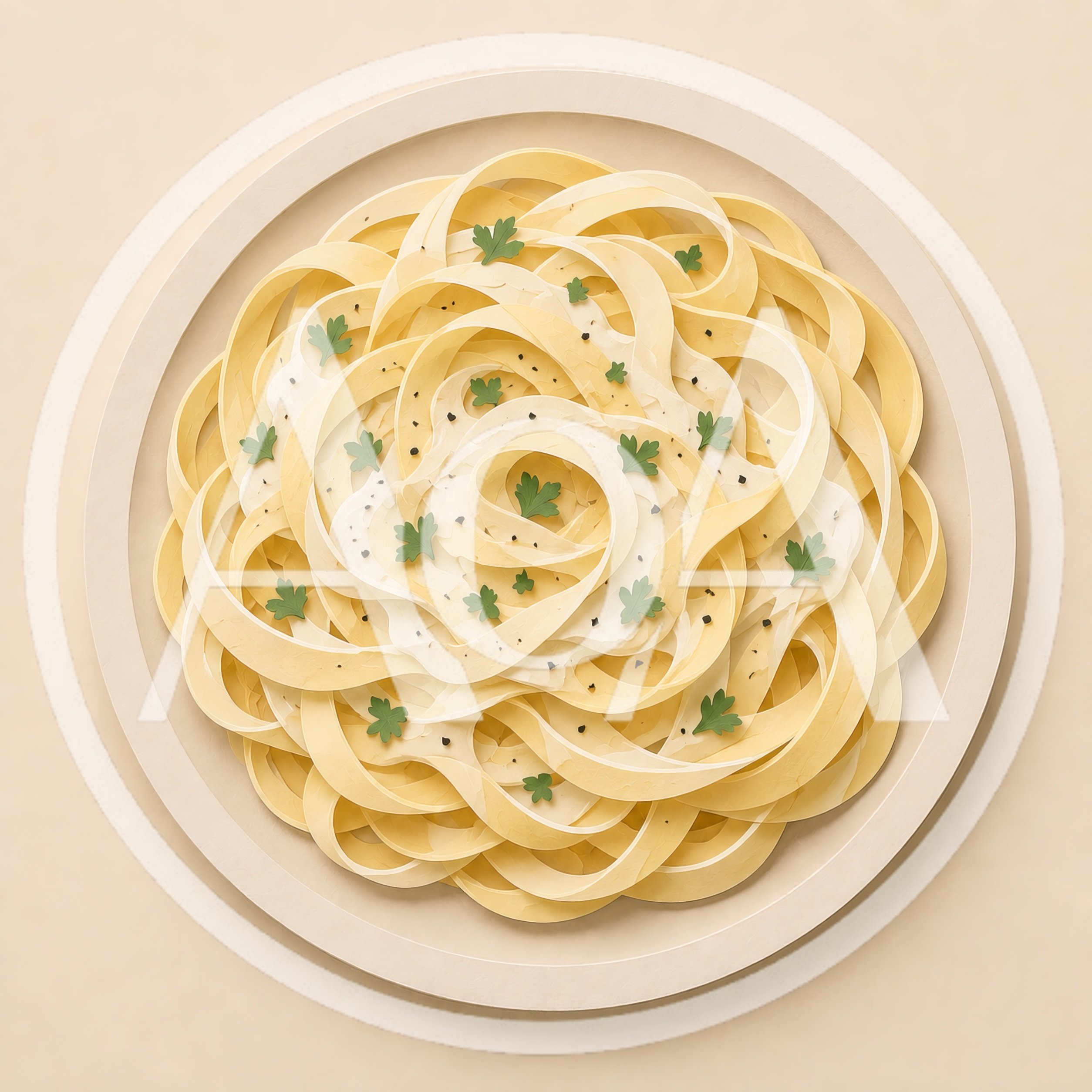 Top Down View Of Gourmet Pasta Dish