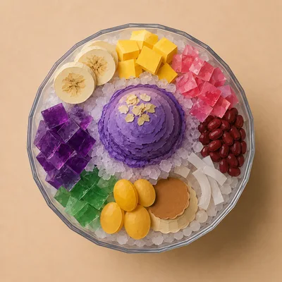 Top View Of Colorful Halo Halo Dessert