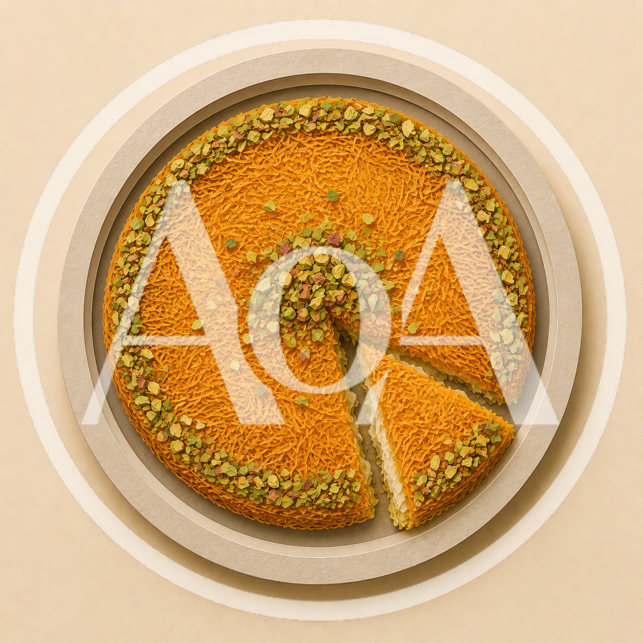 Top View Of A Traditional Kunafa Dessert On Tray