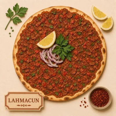 Top Down View Of Traditional Turkish Lahmacun