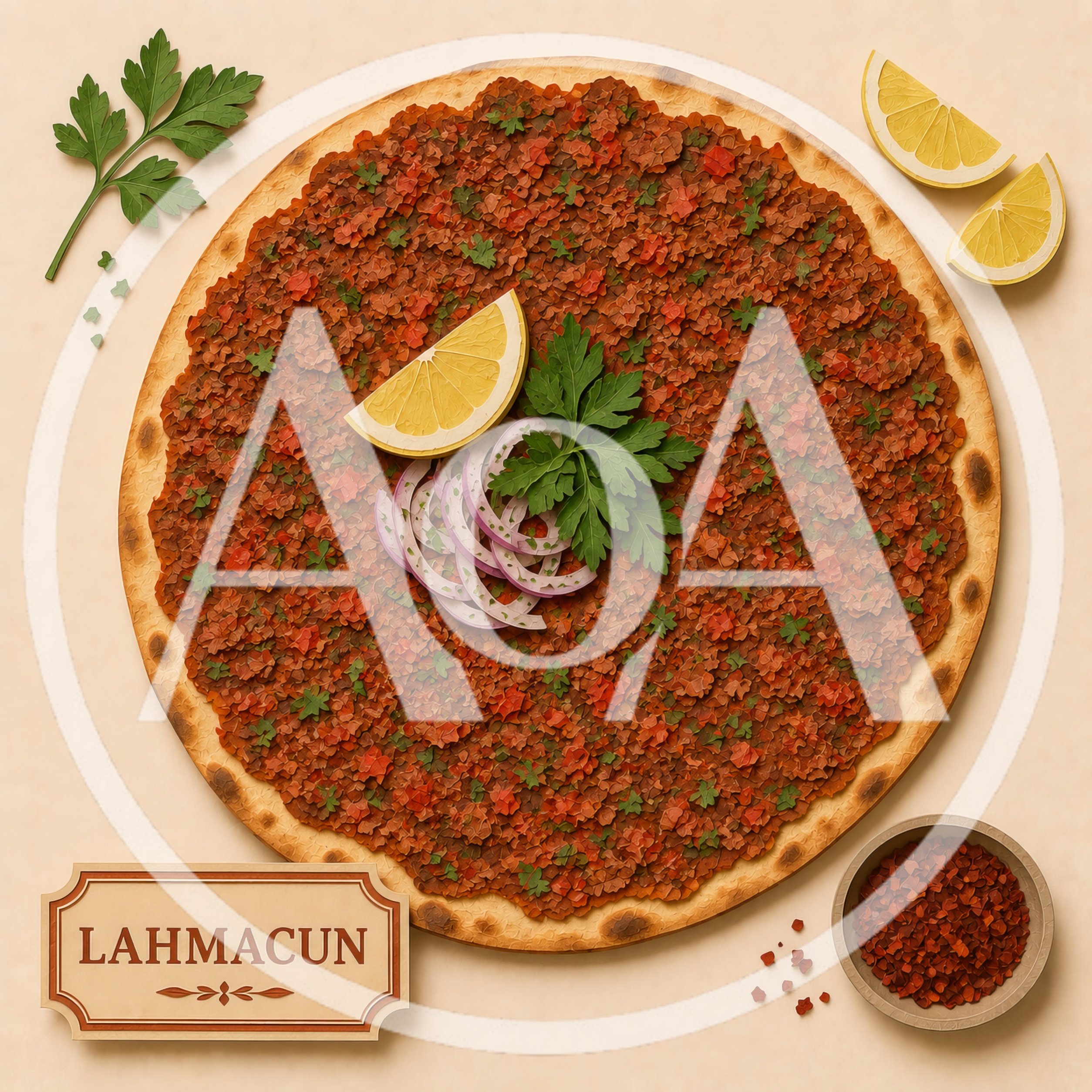 Top Down View Of Traditional Turkish Lahmacun