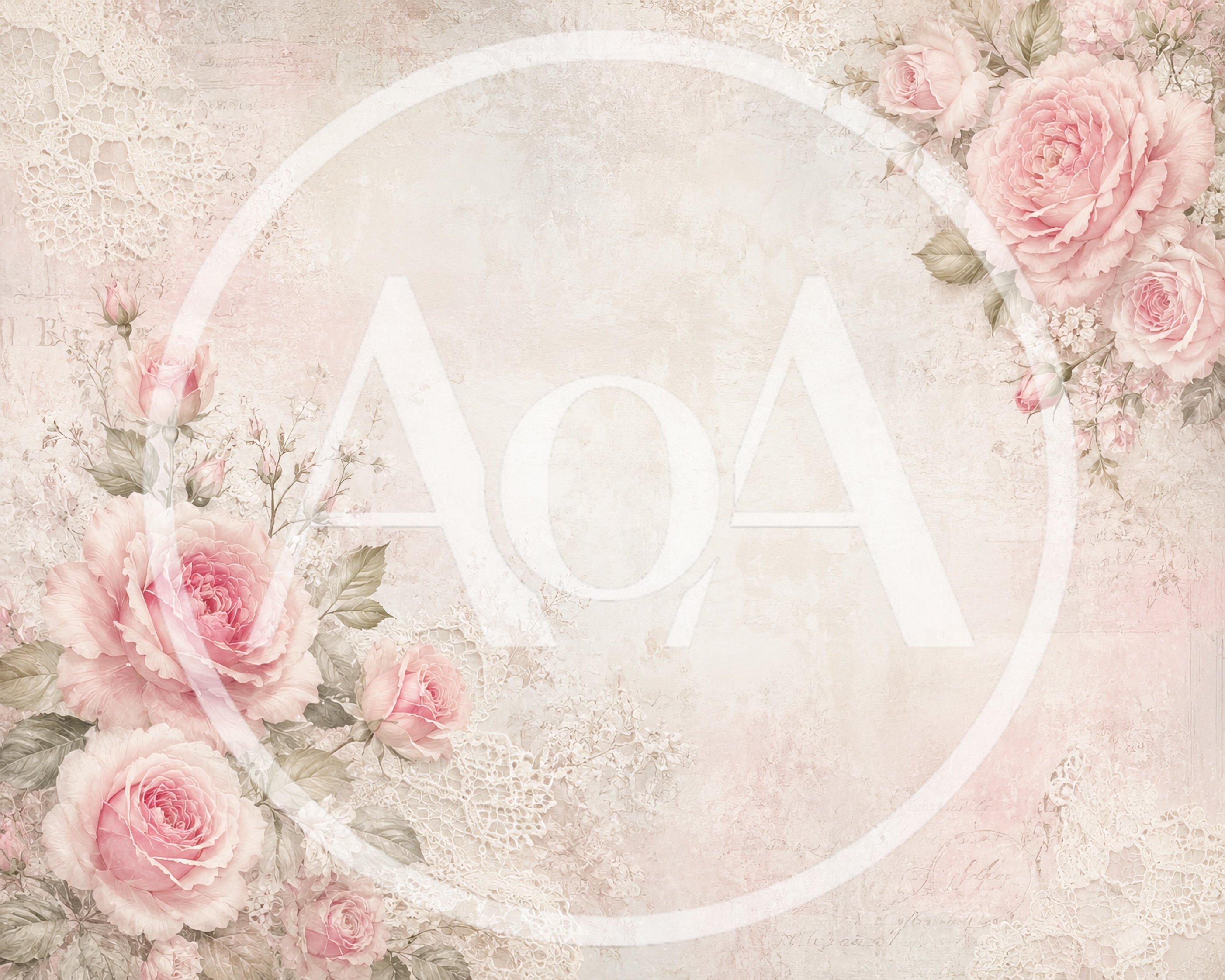 Vintage Floral Background With Pink Roses And Lace