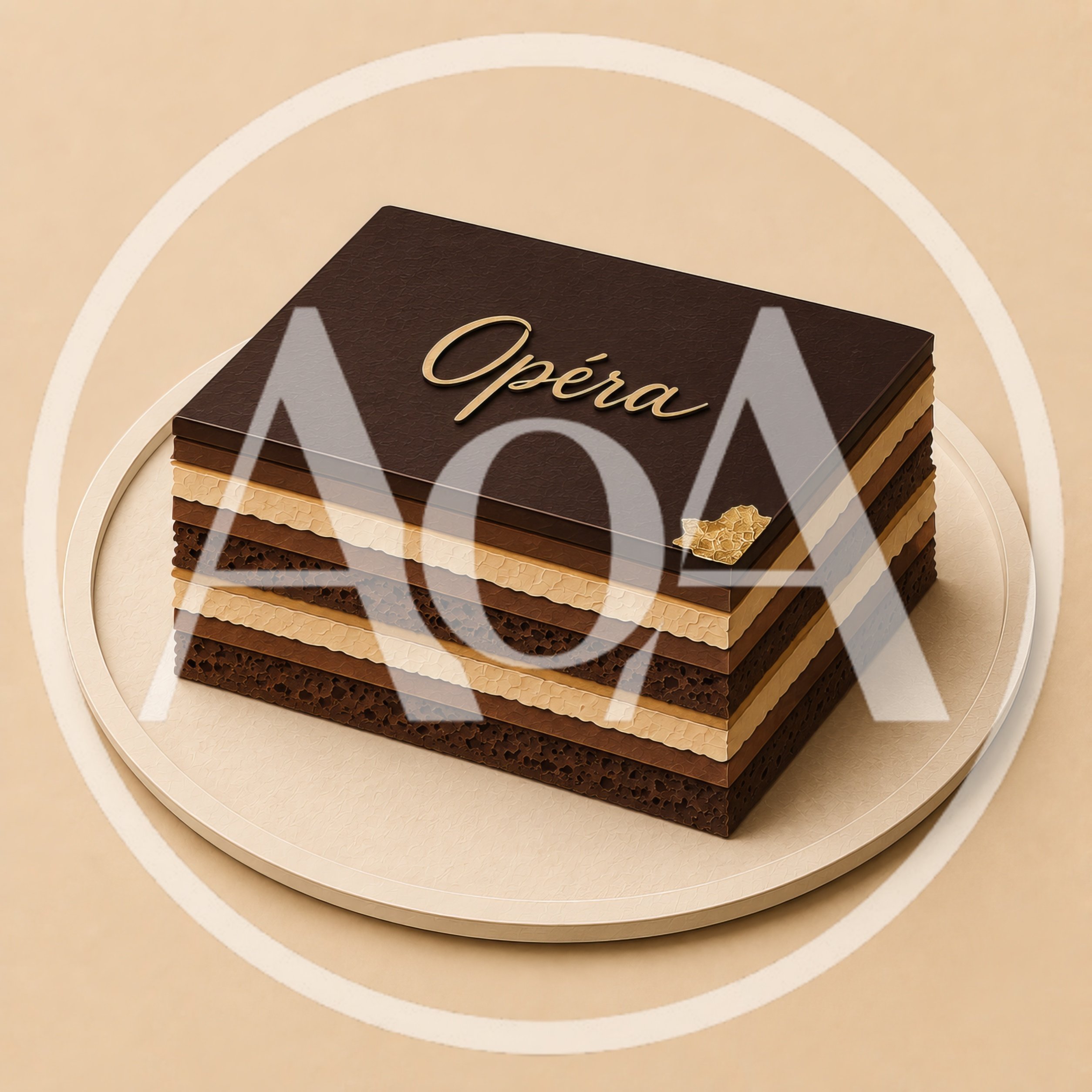 Opéra Cake With Gold Leaf On A Plate