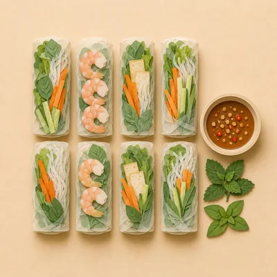 Fresh Vietnamese Spring Rolls With Dipping Sauce