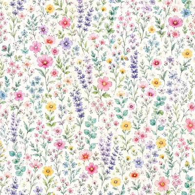 Watercolor Wildflower Meadow Seamless Pattern