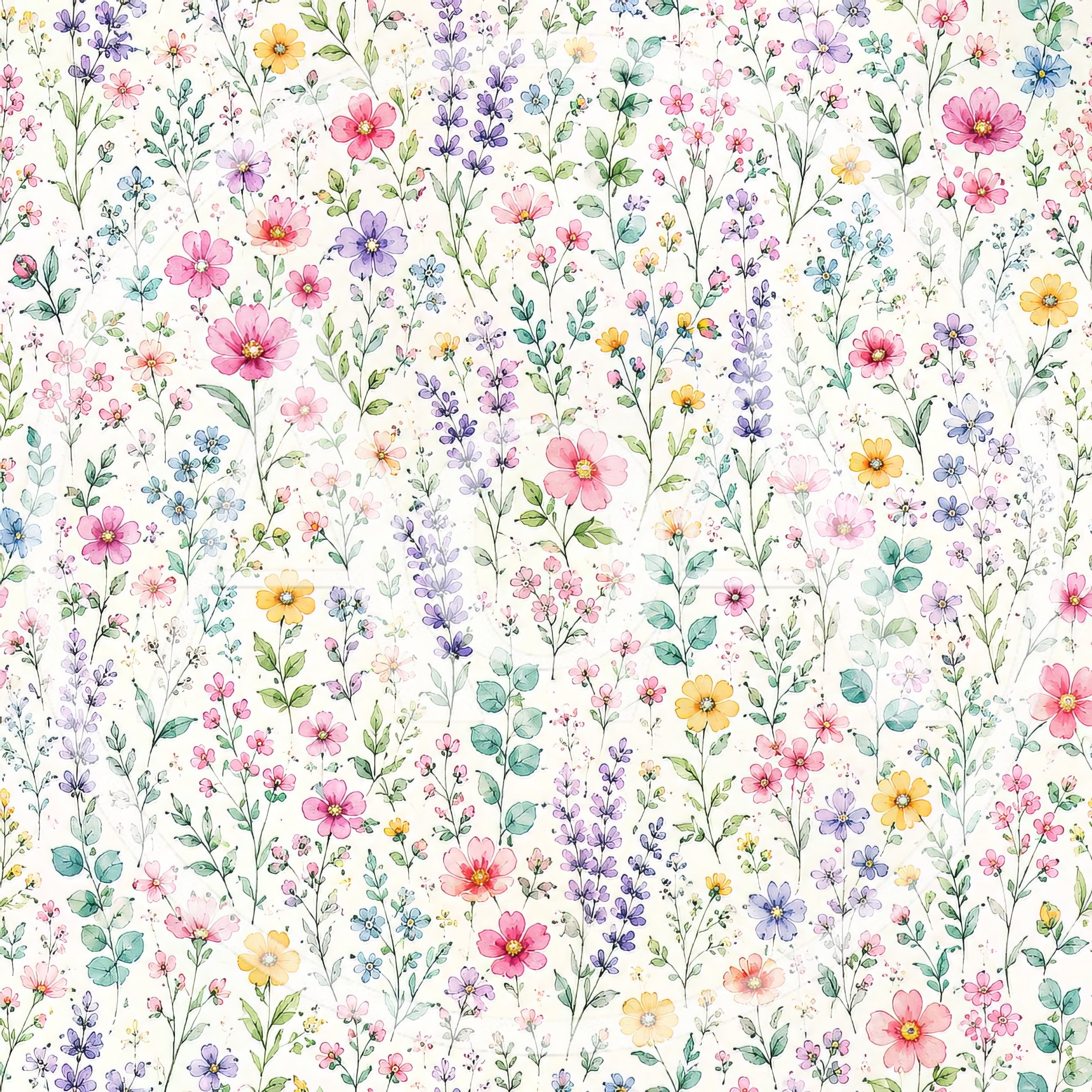 Watercolor Wildflower Meadow Seamless Pattern