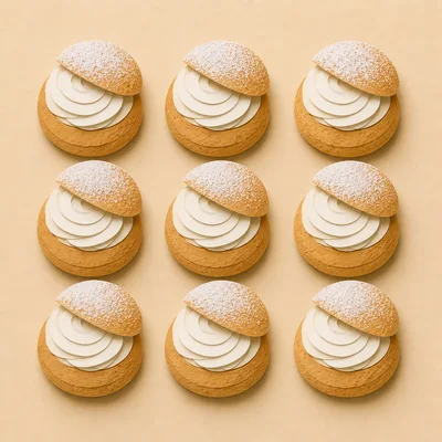 Pattern Of Nine Swedish Semla Cream Buns