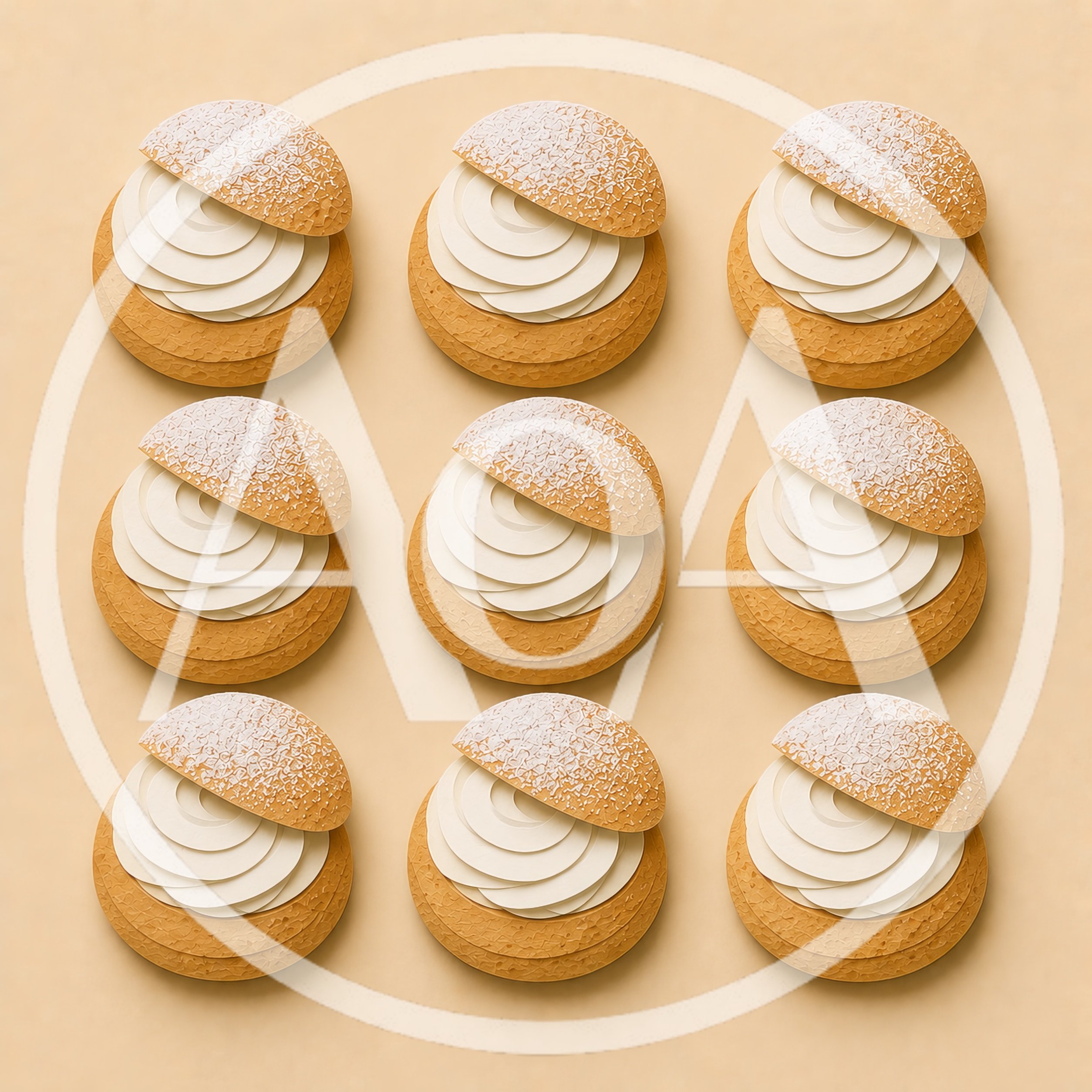 Pattern Of Nine Swedish Semla Cream Buns