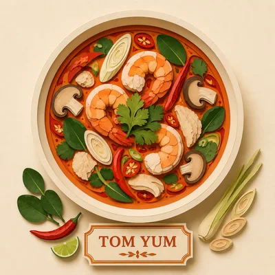 Paper Cutout Illustration Of Tom Yum Soup