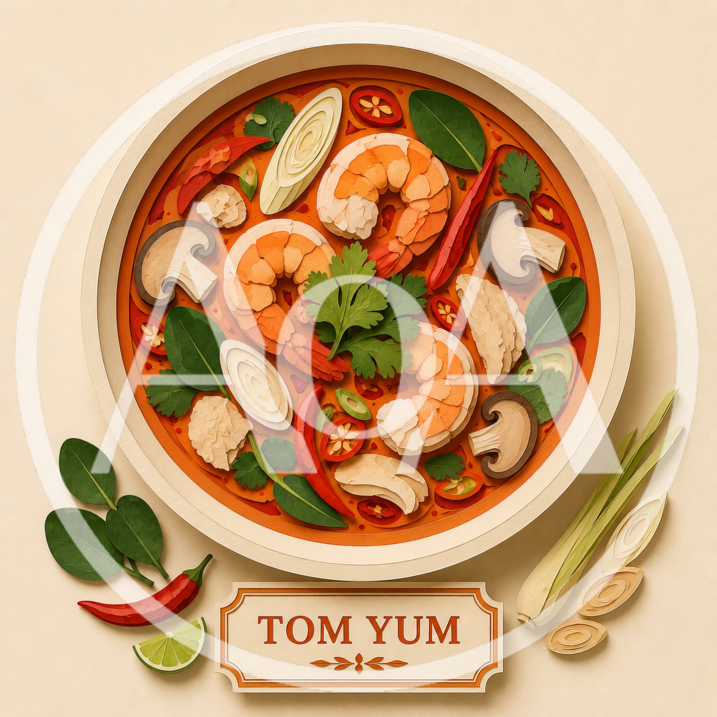 Paper Cutout Illustration Of Tom Yum Soup