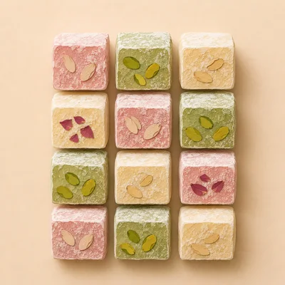 Assorted Turkish Delight Cubes With Nuts And Petals