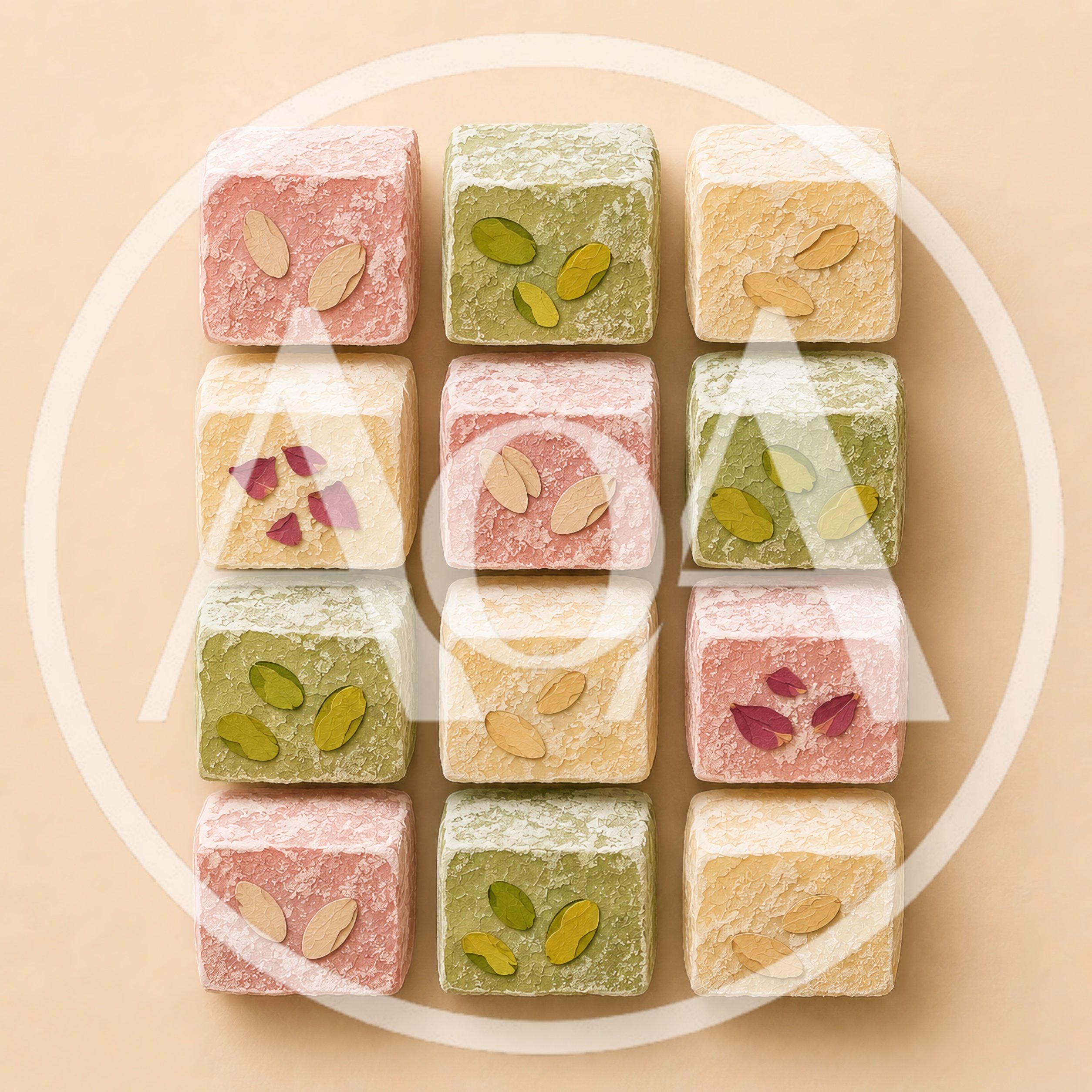 Assorted Turkish Delight Cubes With Nuts And Petals