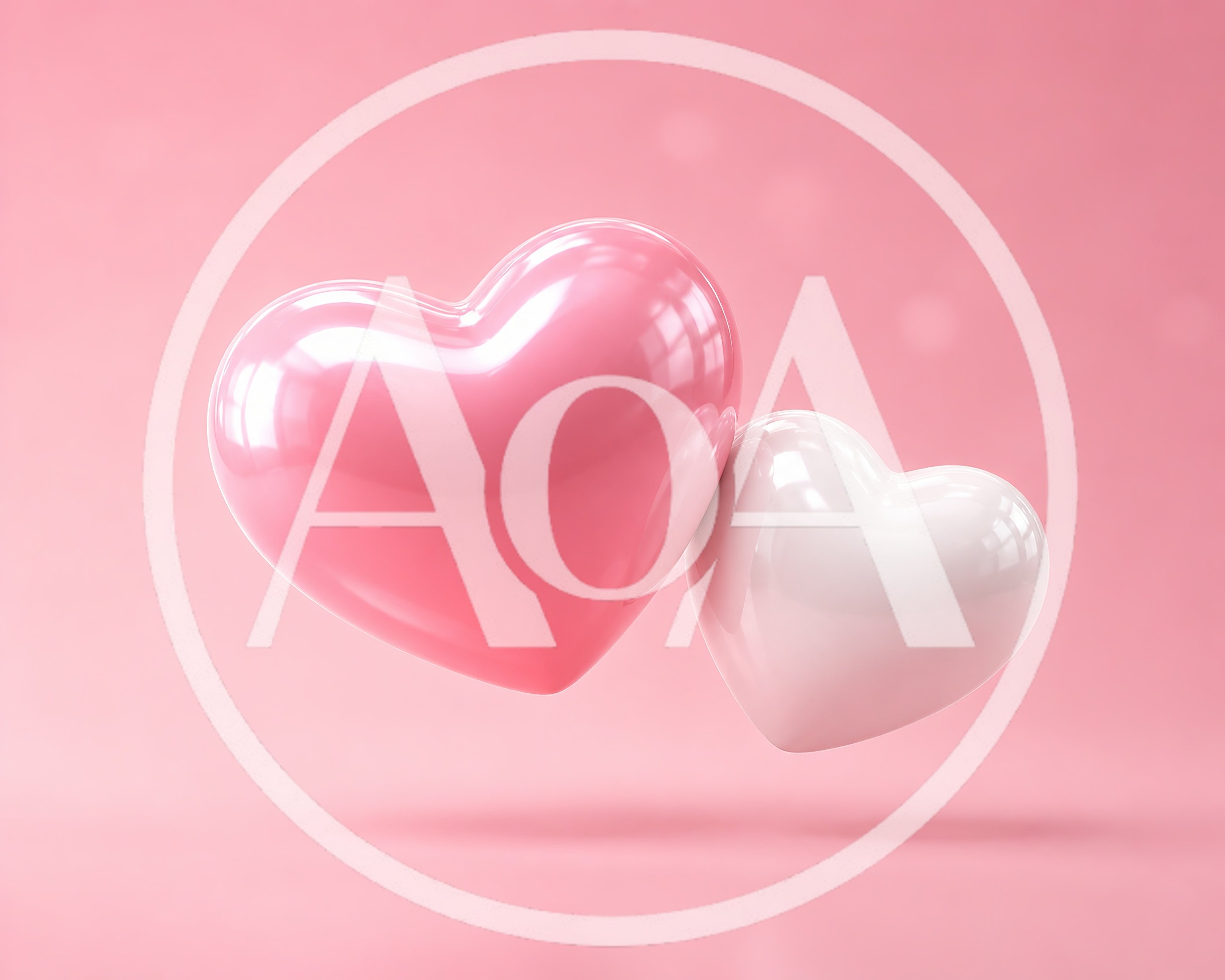 Two Glossy 3D Hearts Floating on Pink Background