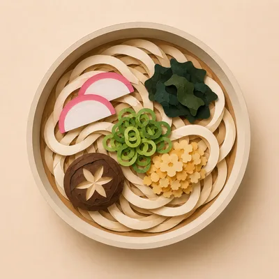 Paper Craft Udon Noodle Bowl Illustration