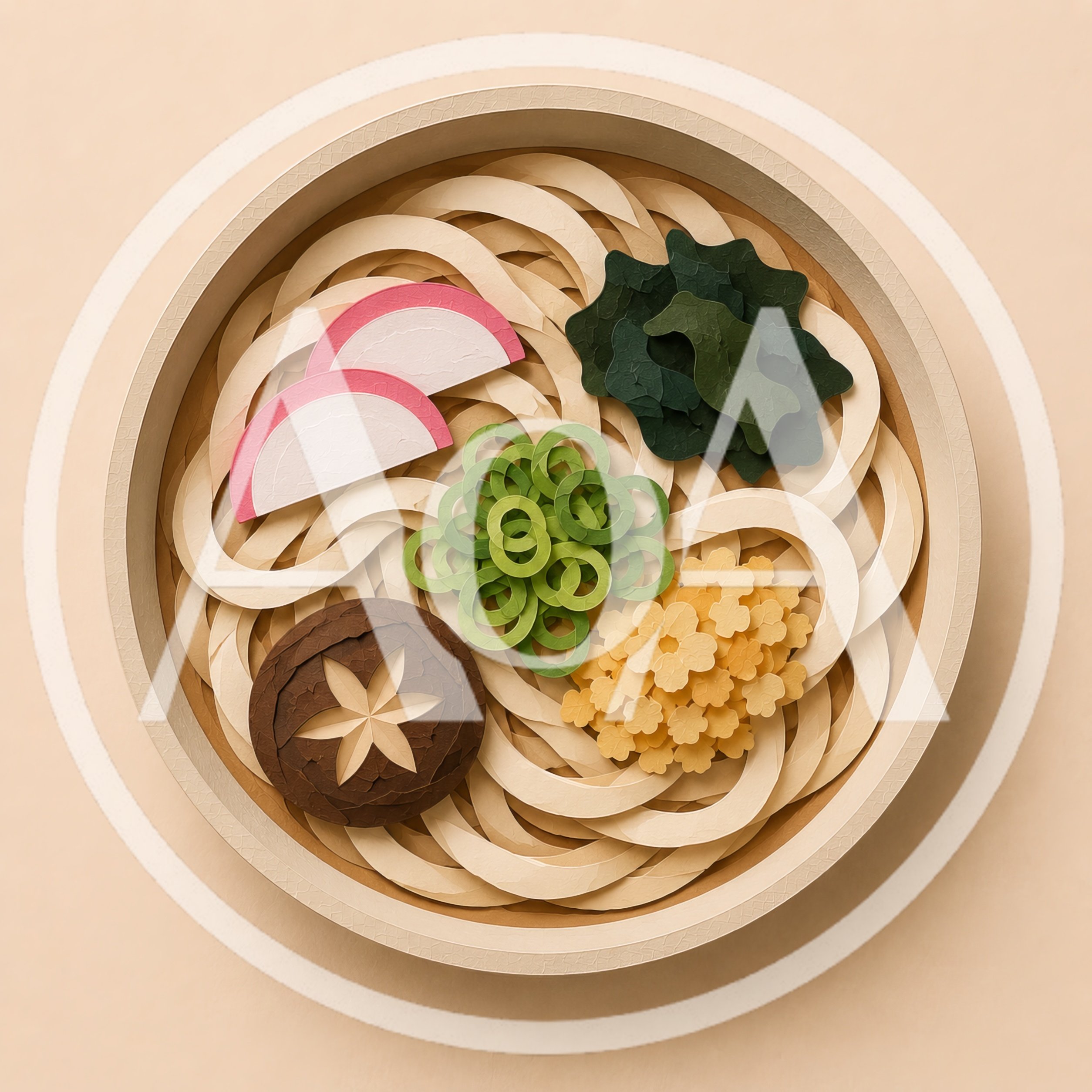 Paper Craft Udon Noodle Bowl Illustration