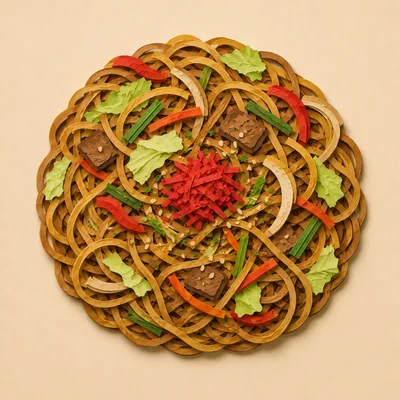 Paper Craft Art Of Stir Fried Noodles
