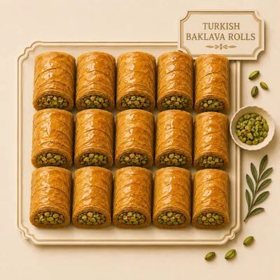 Turkish Baklava Rolls With Pistachio Filling