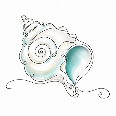 Single Line Drawing Of A Seashell