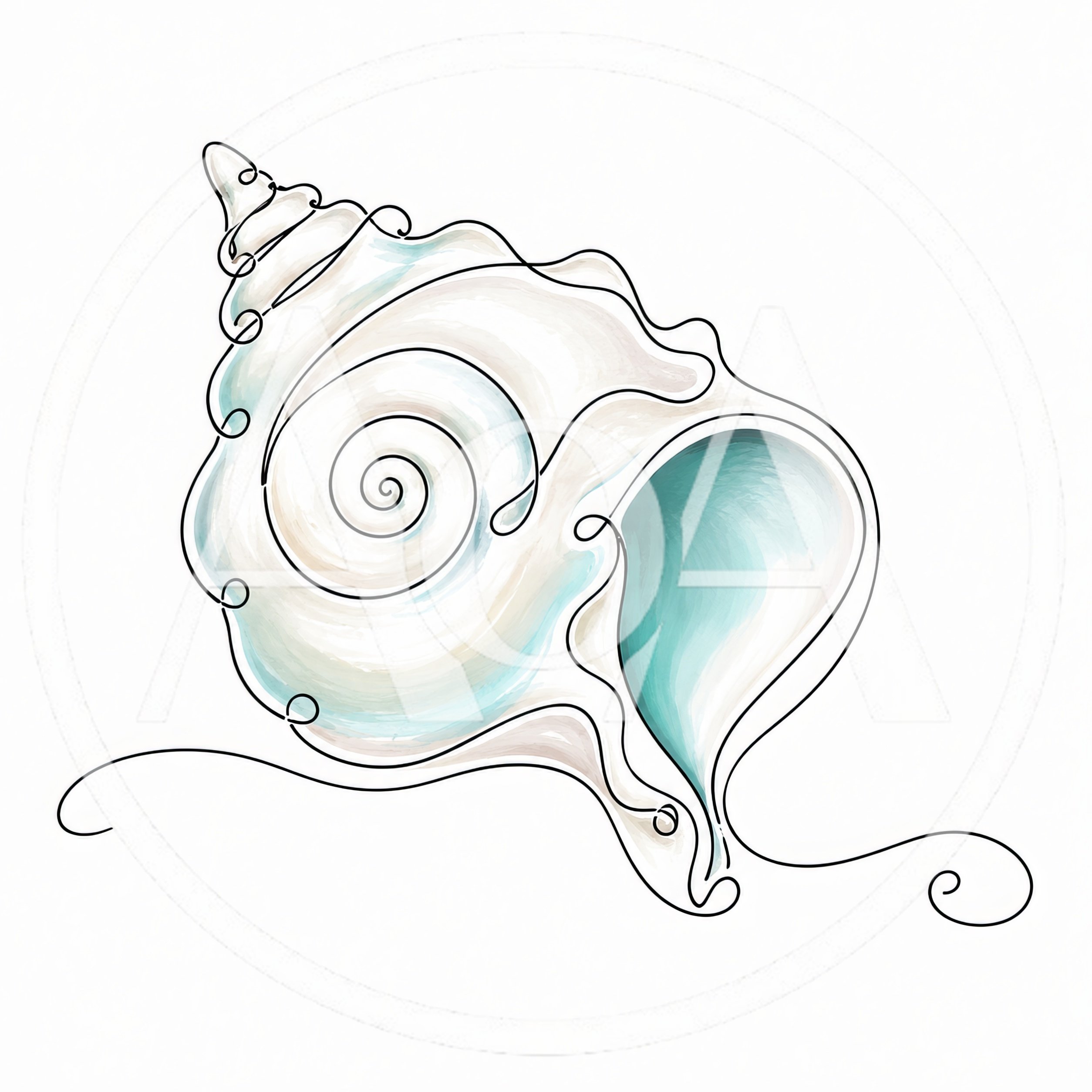 Single Line Drawing Of A Seashell