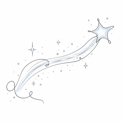Stylized Shooting Star Illustration With Celestial Accents