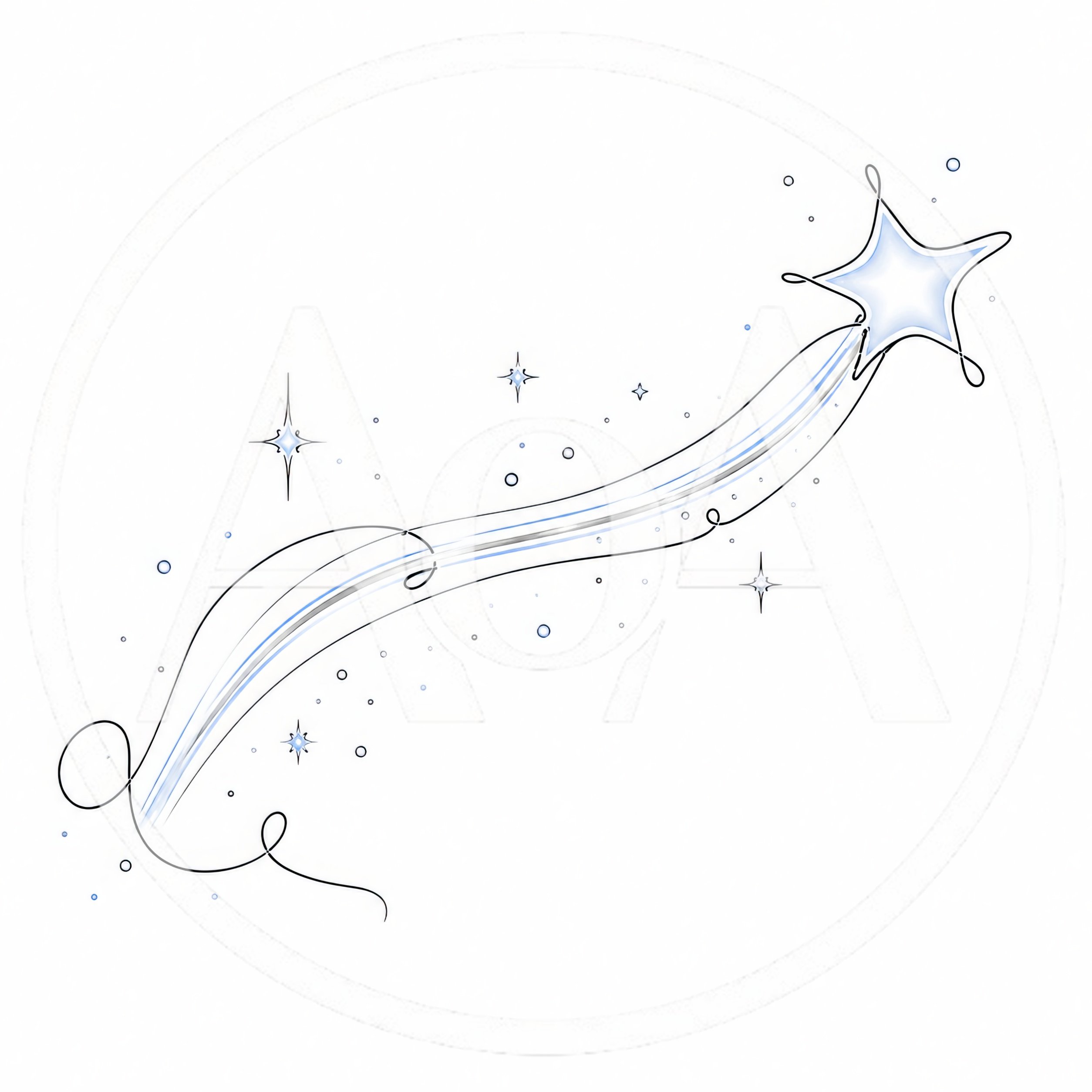 Stylized Shooting Star Illustration With Celestial Accents