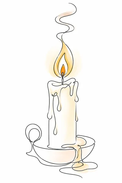 Single Line Drawing Of A Lit Candle