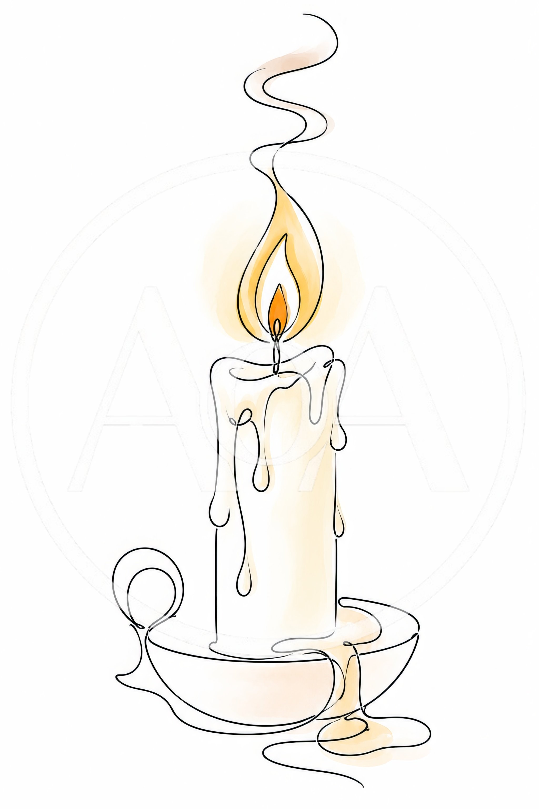 Single Line Drawing Of A Lit Candle