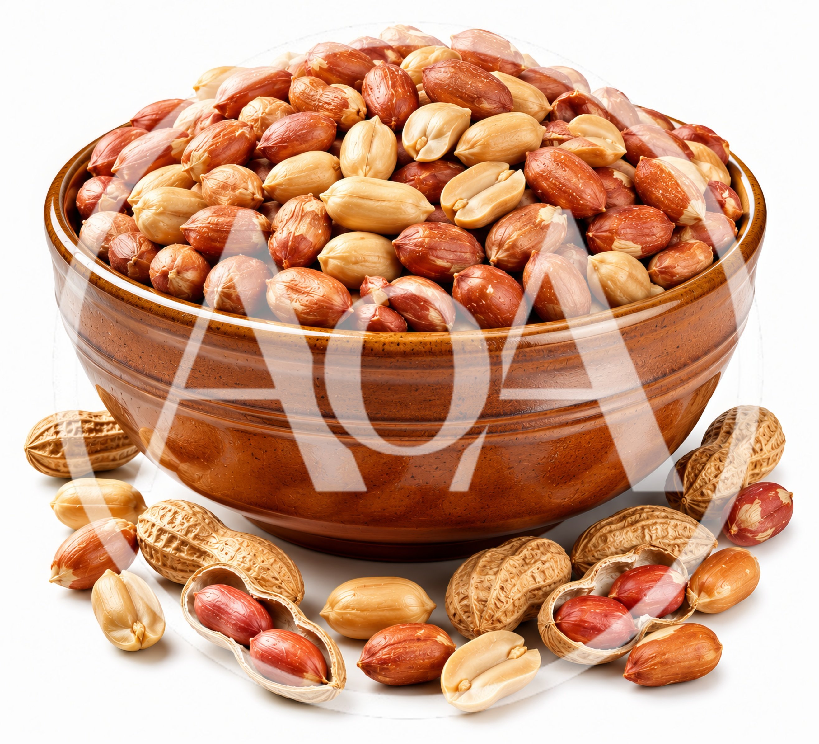 Bowl Of Roasted Peanuts With Scattered Nuts