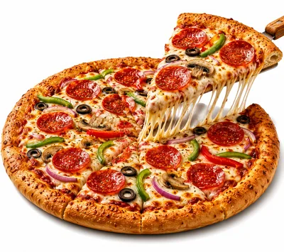 Delicious Pepperoni Pizza Slice Being Lifted