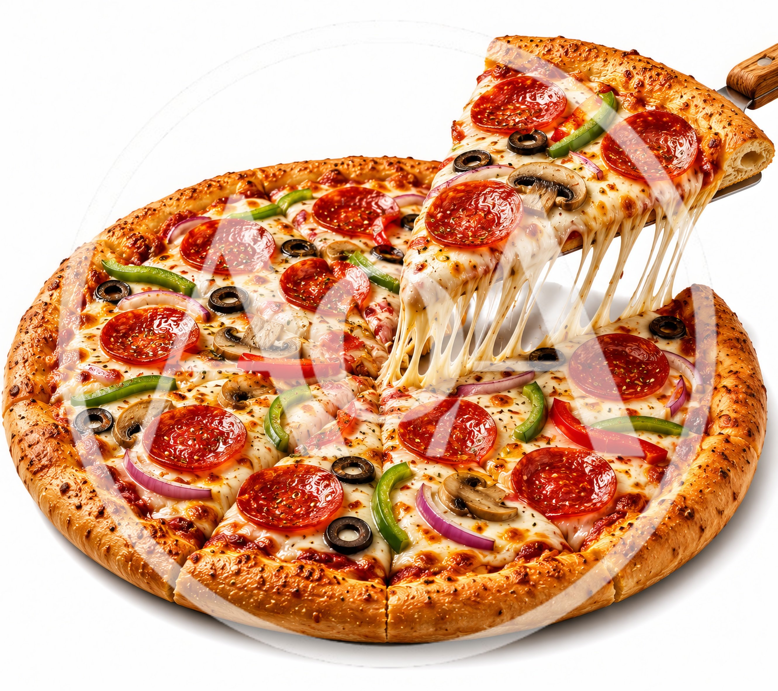 Delicious Pepperoni Pizza Slice Being Lifted