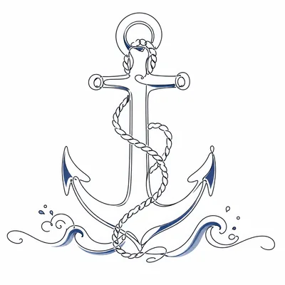 Minimalist Line Art Illustration Of A Nautical Anchor