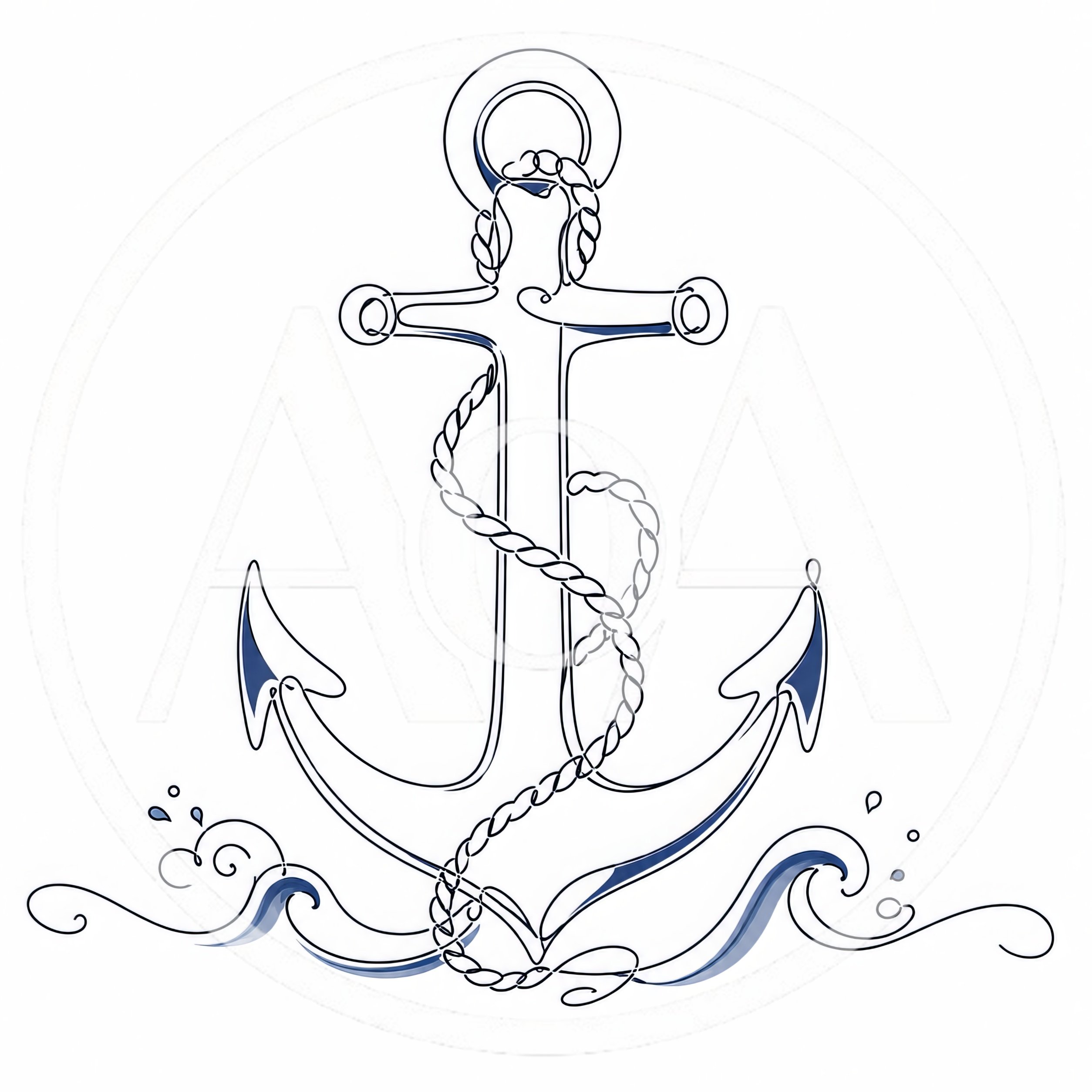 Minimalist Line Art Illustration Of A Nautical Anchor