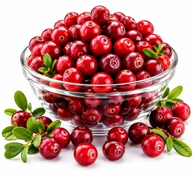 Fresh Red Cranberries In A Glass Bowl