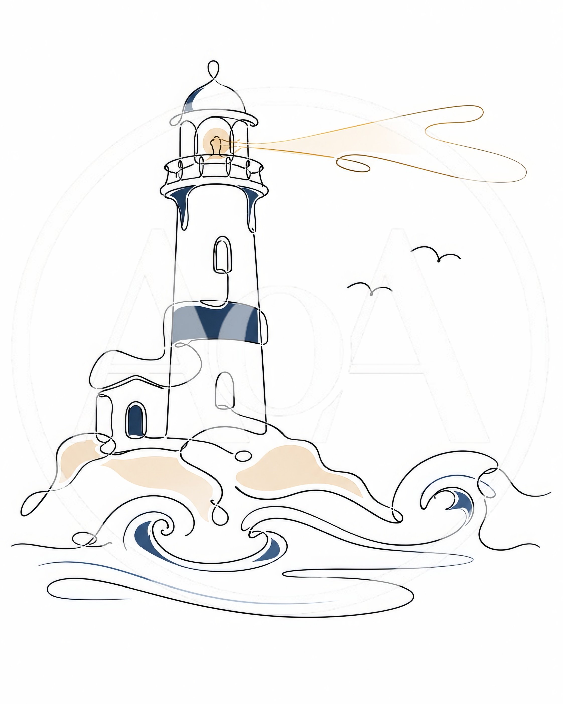 Minimalist Line Art Illustration Of A Lighthouse
