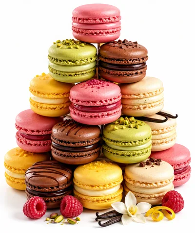 Pyramid Stack Of Colorful Gourmet French Macarons