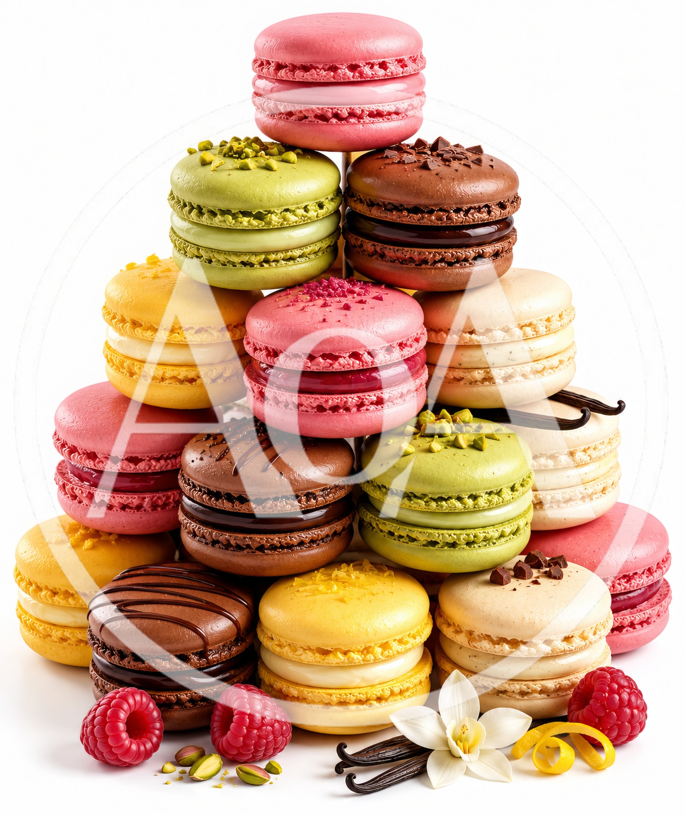 Pyramid Stack Of Colorful Gourmet French Macarons