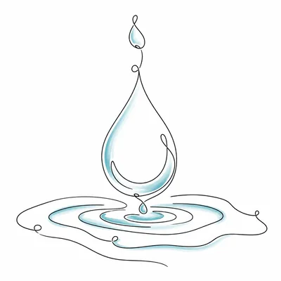 Minimalist Continuous Line Drawing Of A Water Drop