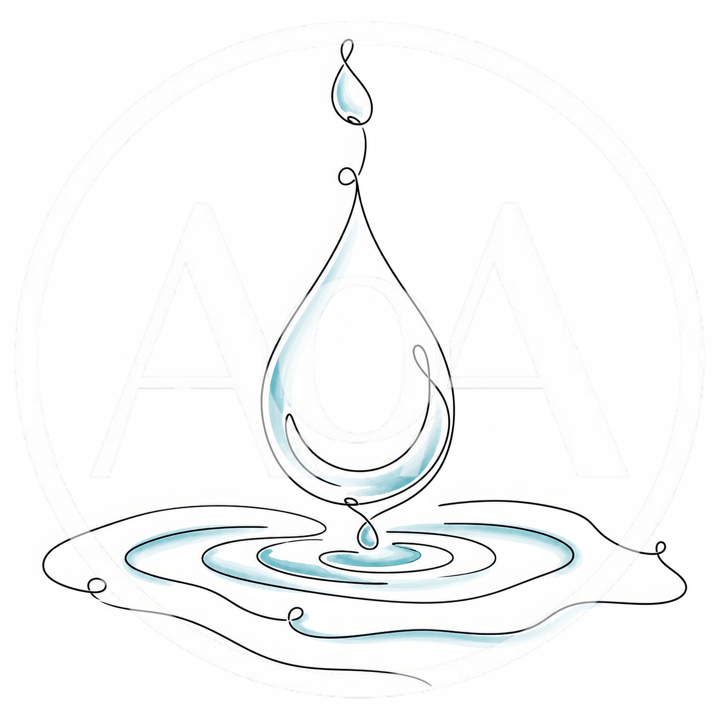 Minimalist Continuous Line Drawing Of A Water Drop