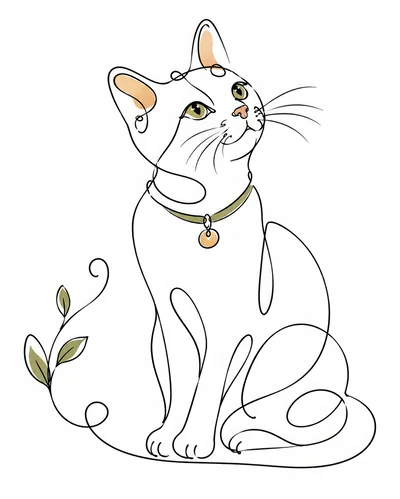 Minimalist One Line Drawing Of A Sitting Cat