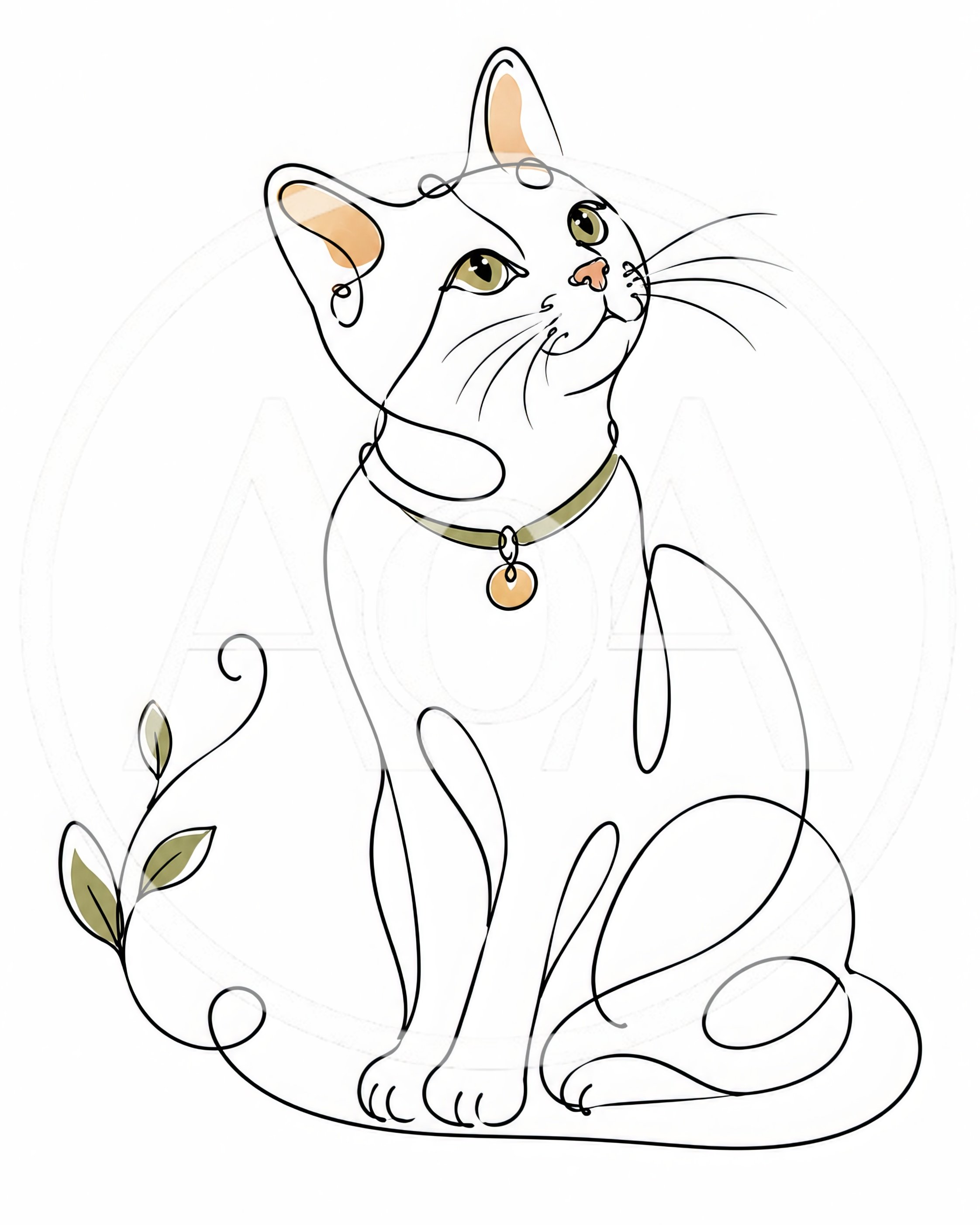 Minimalist One Line Drawing Of A Sitting Cat